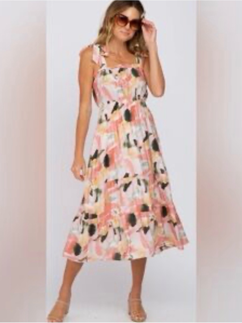 💓NEW Rosie NYC Floral  Midi Dress in Pink